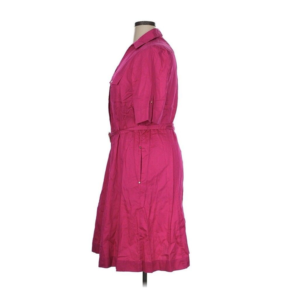 Jones New York Signature Fuchsia Cotton Belted Shirt Dress Size 16 NEW $139 - Picture 6 of 13